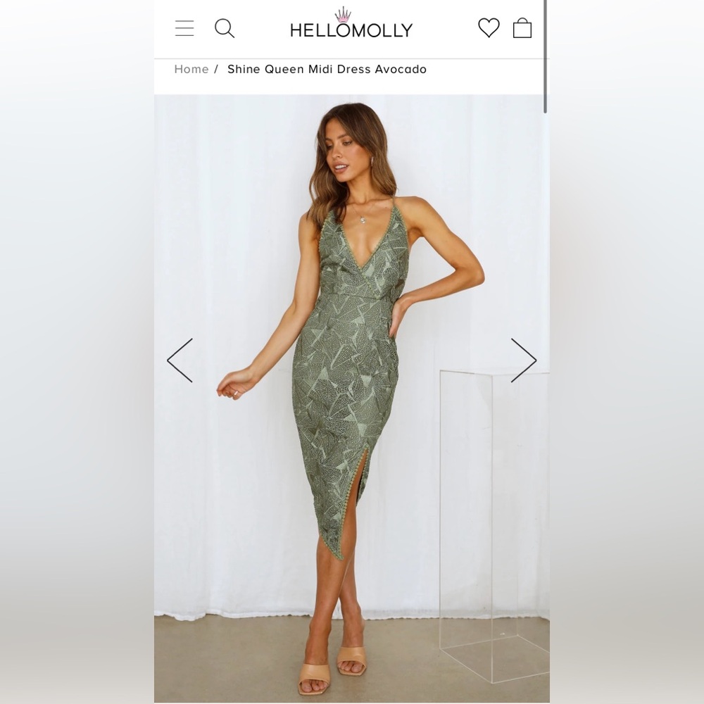 Shine Queen Midi Dress Avocado